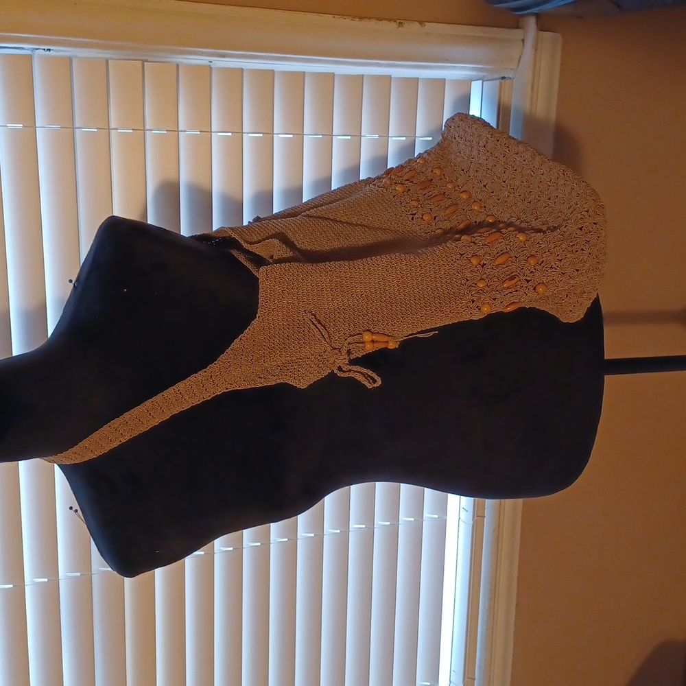 Crochet beaded shoulder bag